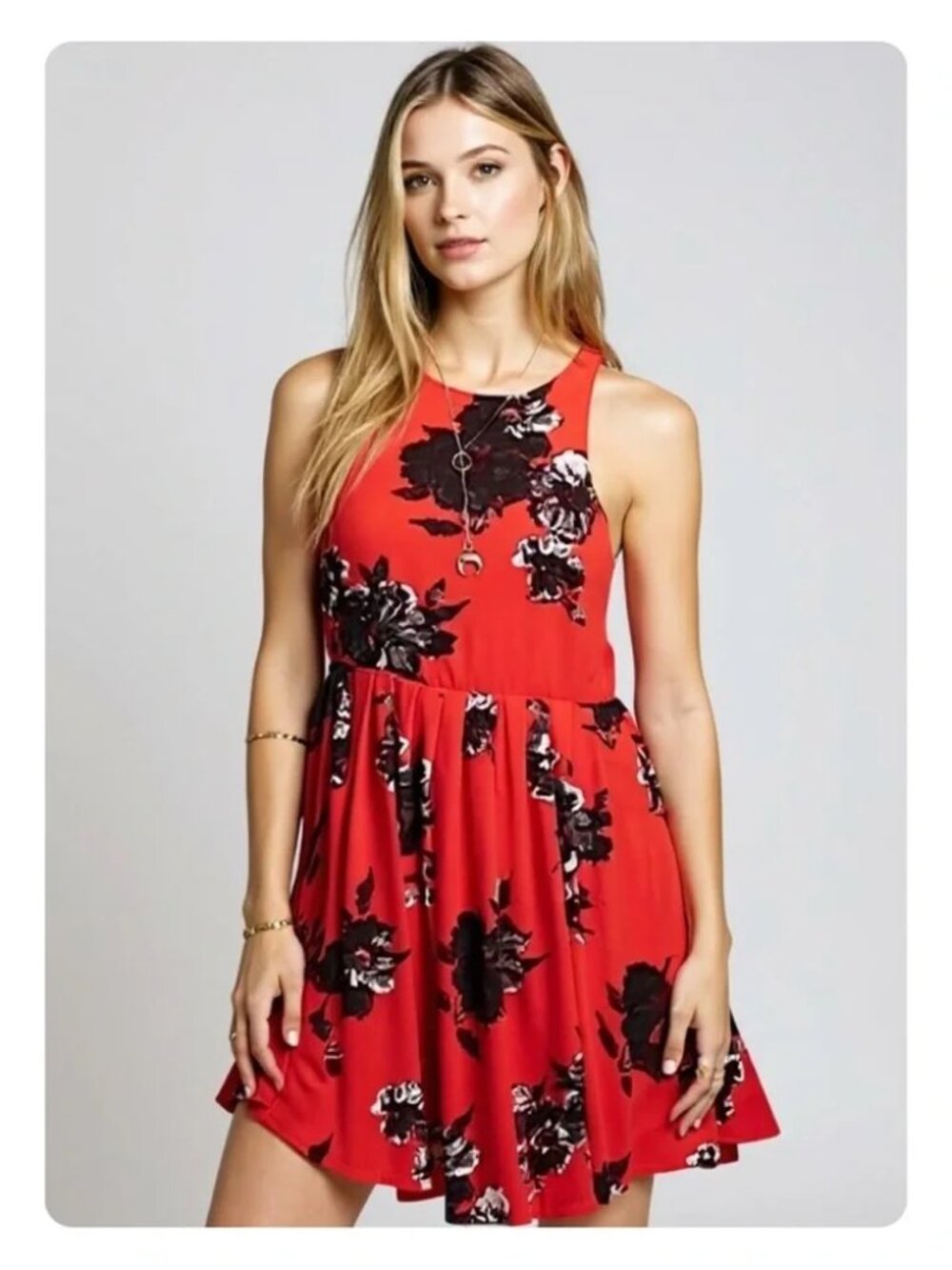 Free People Flutterby Dress - Red Floral  in like new condition!